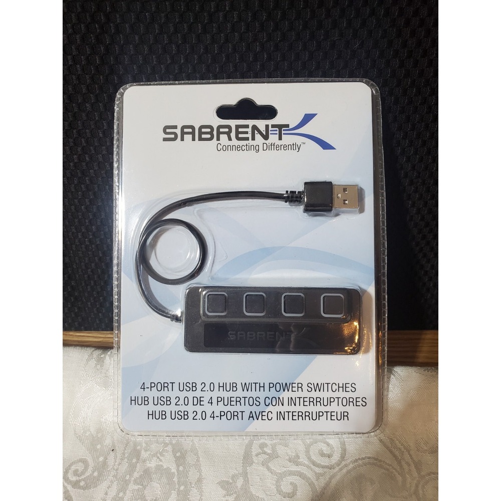Sealed 4 Port USB 2.0 Hub with Power Switches - Black Sealed - Sabrent HB-UMLS